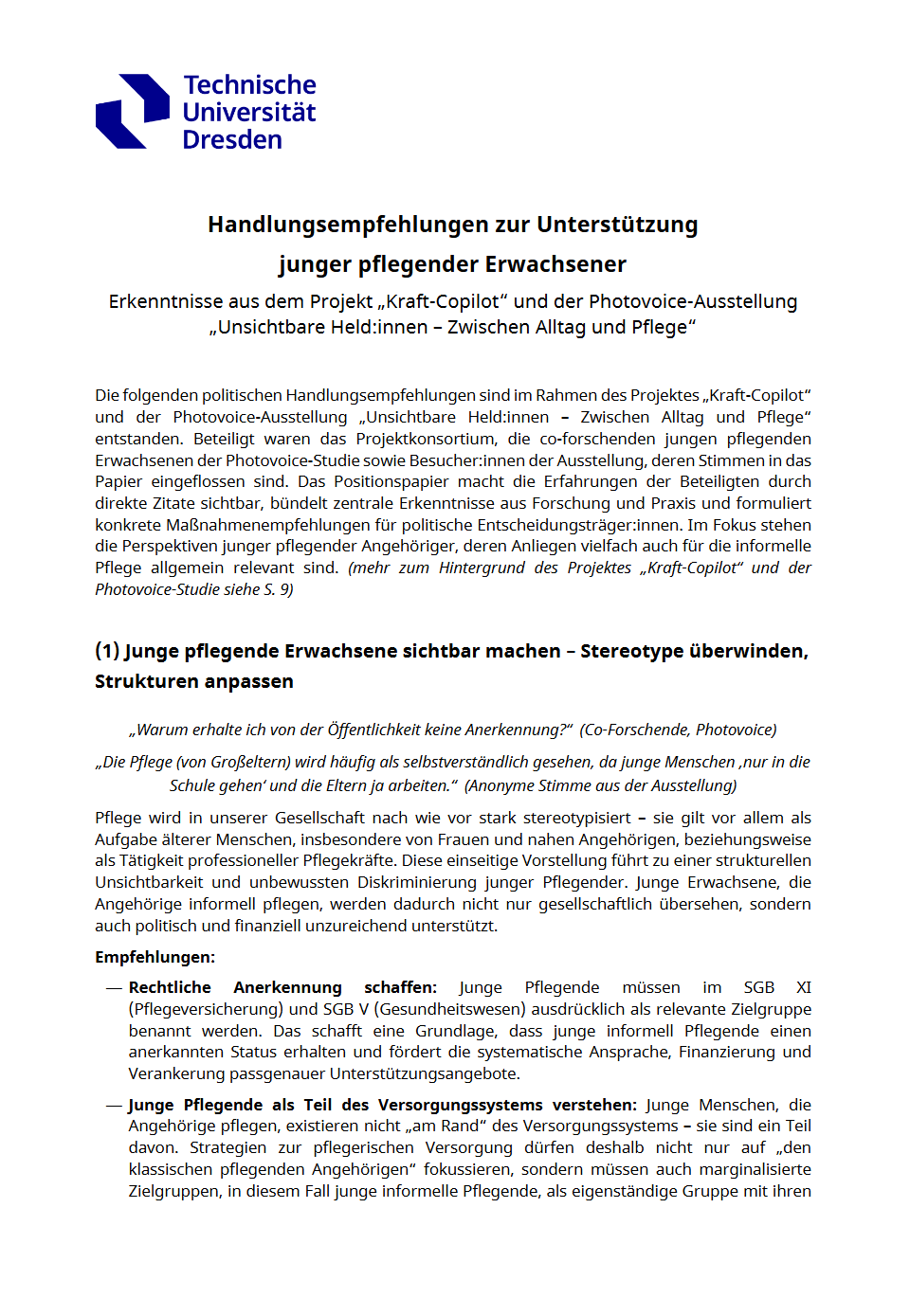 Screenshot von der ersten Seite im Dokument