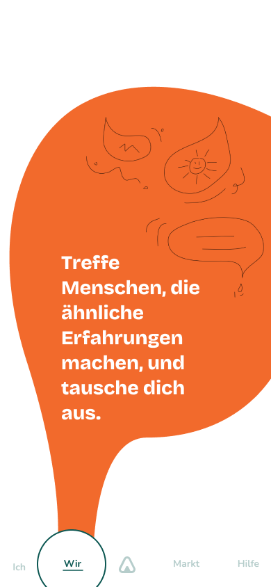 Ausschnitt aus dem Wir-Bereich: Möglichkeit-Menschen zu treffen. Grafik mit Icon-Austausch